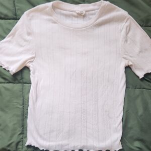Cotton On Pointelle White Short Sleeve Tee XS